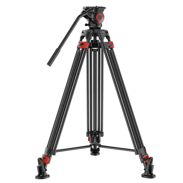 Pro Heavy Duty Video Tripod 75 Inches Aluminum Alloy DV Tripod With 360 Degree Fluid Drag Head Mid-Level Spreader Horse Feet