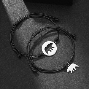 Conjunto de Pulseras Madre e Hija con Dije de Elefante, Cordón Negro, Joyería de Regalo para Mujeres y Niñas - Product Image 2