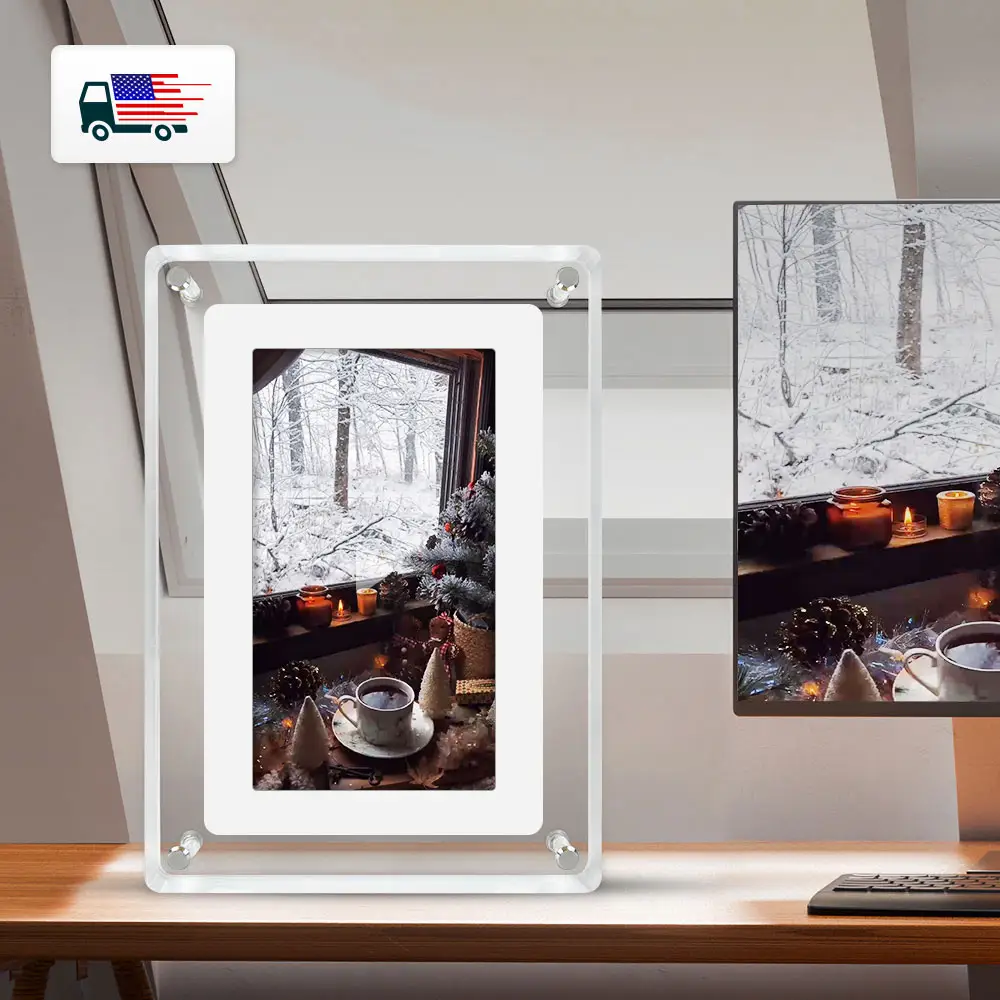 video download in mp4 digital photo frames Transparent Display 7 Inch Acrylic Frame For Digital