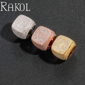 RAKOL ZPR1471 Ins Style Full Square Three-Dimensional Micro Inlaid 5A Zircon Men's Ring - Product Image 2