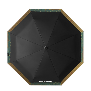 ร่มพับสามตอนอัตโนมัติ ดีไซน์คลาสสิก ทนลมแรง ด้ามจับเคลือบ PU สีดำ ป้องกันแสงแดด - Product Image 5