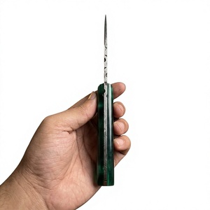 Couteau à lame fixe Drop Point en acier Damas forgé, manche coloré, personnalisable pour la chasse, le camping et la survie, garantie 3 ans - Product Image 3