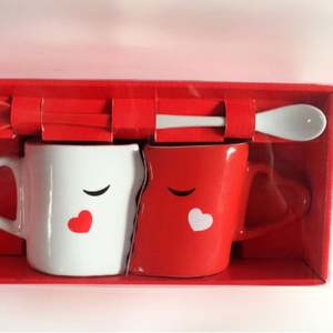 Juego de Tazas de Cerámica para Parejas, Tazas de Beso Dulce, Tazas de Porcelana Exquisitas con Cucharas, Regalo Romántico - Product Image 2