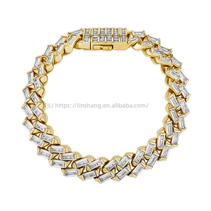 European & American INS Hot 12mm Square Zircon <b>Copper</b> Spring Buckle Cuban Necklace Men's Women's Hip-Hop <b>Chains</b> Bracelet Jewelry - Product Image 4