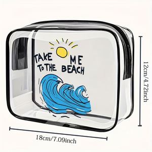 Transparent Handbag Suitable <b>for</b> <b>Men</b> & Women - Lightweight Zipper Closure <b>Toiletry</b> <b>Bag</b> with Carry Handle Medication Holder - Product Image 5