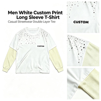 T-shirt à manches longues rembourré personnalisé pour homme, style streetwear, imprimé éclaboussures d'encre, décontracté, vente en gros