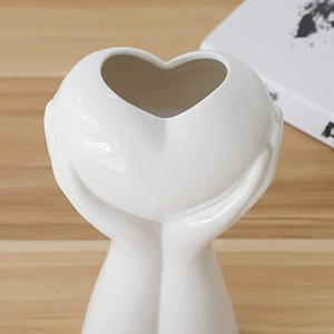 <span class=keywords><strong>Vase</strong></span> à main en céramique pour corps <span class=keywords><strong>humain</strong></span>, <span class=keywords><strong>Vase</strong></span> à fleurs et cœur Unique, esthétique moderne et blanc, pour décor de maison, salon, vente en gros - Product Image 2