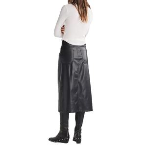 กระโปรงหนังเทียมทรงเอวสูงสำหรับผู้หญิง แต่งซิปและกระดุม ผ้าโพลีเอสเตอร์ ความยาวปานกลาง - Product Image 5