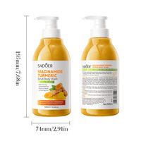 Gel Douche Corps au Curcuma Sadoer 520ml, Hydratant et Éclaircissant Bio à la Nicotinamide, pour Filles
