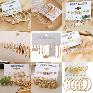 Conjunto de pendientes para mujer, aretes de gota con Círculo de perlas geométricas a la moda, conjunto de pendientes de tendencia, joyería de aro de Metal, aleación de moda 2022 - Product Image 6