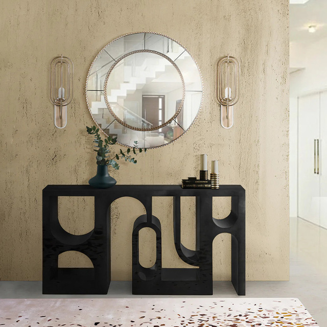 Italian Five Star Hotel Furniture Hallway Luxury Modern Solid Wood Console Table