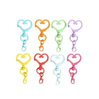 Nouveau porte-clés créatif et mignon en alliage de zinc coloré en forme de cœur avec fermoir mousqueton, accessoire DIY, composant de bijoux faits à la main