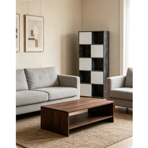 Industrial 10-Cell <strong>Cube</strong> Shelving <strong>Unit</strong>, Asymmetrical White Door Wooden <strong>Storage</strong> Book Shelf for Office Bedroom - Product Image 6