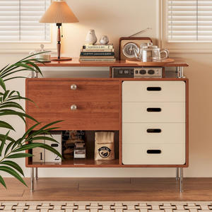 Aparador de Madera Maciza Estilo Vintage, Diseño Minimalista, Mueble de Salón para Té, Mueble de Almacenamiento Montado en la Pared, Estilo Instagram - Product Image 2