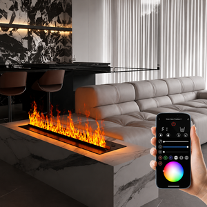 Caminetto Elettrico a Vapore Personalizzato 1M 1.2M 1.5M con Fiamma 3D, APP Wifi, 9 Colori LED, da Incasso a Parete per Hotel <span class=keywords><strong>e</strong></span> Casa - Product Image 1