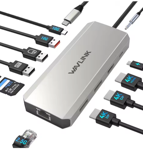 แท่นเชื่อมต่ออุปกรณ์ 12 in 1 <span class=keywords><strong>Wavlink</strong></span> WL-UMD306B แบบ <span class=keywords><strong>USB</strong></span> A และ <span class=keywords><strong>USB</strong></span> C พร้อมพอร์ต Ethernet 2.5G และพอร์ต Display - Product Image 1