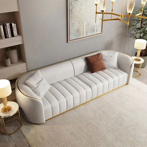 Canapé de mariage moderne rose et blanc incurvé, canapé <span class=keywords><strong>Chesterfield</strong></span> de luxe en acier inoxydable, ensemble de canapés sectionnels 3 places, meubles de salon - Product Image 2