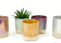 Ventes en gros de pots à succulentes en céramique avec finition chromée irisée - Pots émaillés holographiques pour la décoration intérieure de bureau, de maison et de jardin