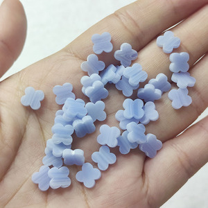 Pierres de trèfle à quatre feuilles, pierres synthétiques turquoise à rayures bleues, pierres précieuses turquoise bleues en vrac pour collier, bijoux - Product Image 6