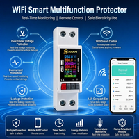 Pelindung Tegangan Multi-Fungsi WiFi Smart TUYA App 63A 1P+N dengan Meter Energi LCD dan Proteksi Kebocoran Smart Life