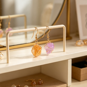 Bijoux en cristal brut de haute qualité, artisanat artisanal, boucles d'oreilles en pierres précieuses naturelles pour femmes - Product Image 5