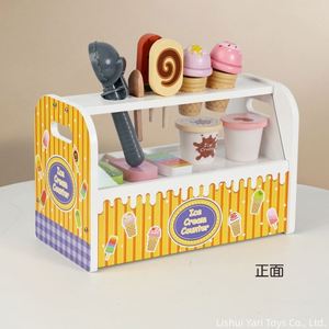 Interactive Pretend Delightful Birthday Gift Counter Wooden <b>Ice</b> <b>Cream</b> <b>Play</b> <b>Set</b> With Scoop, Menu, Money for Kids - Product Image 4