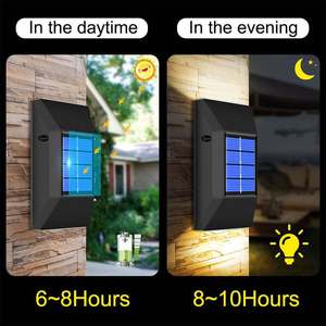 Lampada da Parete Solare in ABS con 6 LED, Impermeabile IP65, Illuminazione Regolabile Su/Giù, Luce Diurna 6000K, Batteria Inclusa per Patio - Product Image 6