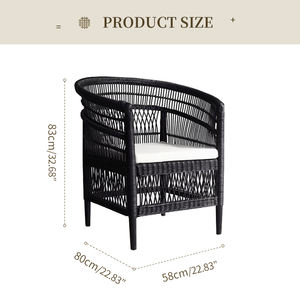 <span class=keywords><strong>Fauteuil</strong></span> Malawi en rotin PE moderne et imperméable avec coussin blanc pour salon, terrasse extérieure, Moyen-Orient - Product Image 5