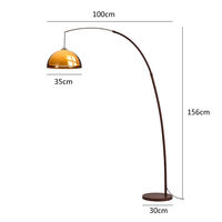 Lampe sur pied moderne avec abat-jour en verre ambré et base LED E27, lampe sur pied de style mid-century pour salon, canapé, lecture