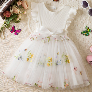 Nuevo Vestido de Tul con Bordado Floral para Niñas, Verano 2026, Lindo Vestido con Lazo, Falda Tutú de Princesa para Ceremonia - Product Image 3