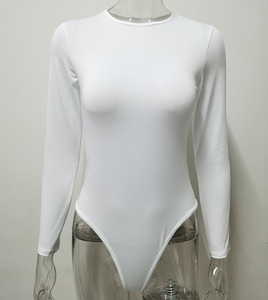 Body de seda sólida sexy para mujer, mono de manga larga, novedad primavera-otoño, estilo básico - Product Image 5
