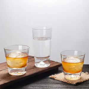 トップセラー卸売クリスタル好きガラス10オンス山型厚底ウイスキーウイスキーガラスカップグラスセット