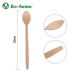 100% biodegradabile rispettoso dell'ambiente un cucchiaio di legno usa e getta lungo 20cm di grado