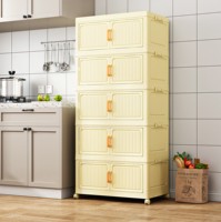 Armoire de rangement pliable en plastique avec portes transparentes et roulettes pour le rangement des vêtements