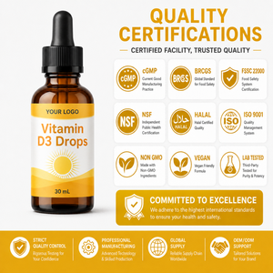 Gotas Líquidas Orales de Vitamina D3 de Marca Privada, Sistema Inmunológico, Salud <span class=keywords><strong>D</strong></span>, Desintoxicación, Suplementos Herbales - Product Image 1
