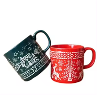 Fabricant vente en gros de tasses en céramique fantaisie gaufrée tasses en porcelaine personnalisables tasse de Noël en céramique imprimée