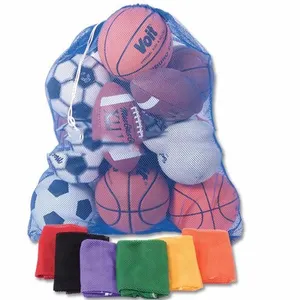 メッシュジム袋包装巾着ブルーサッカーサッカーネットビーチおもちゃバッグジム用