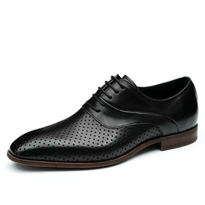 Zapatos Oxford de Vestir de Cuero Genuino con Punta Puntiaguda, con Cordones, Transpirables, de Color Sólido, para Oficina, Carrera Profesional, para Hombre, para Todas las Temporadas - Product Image 1