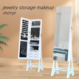 Gabinete de almacenamiento de joyas para sala de estar, tocador <span class=keywords><strong>con</strong></span> <span class=keywords><strong>espejo</strong></span> de pie, <span class=keywords><strong>espejo</strong></span> de cuerpo entero, gabinete de almacenamiento de joyas móvil - Product Image 2