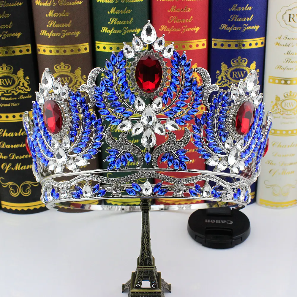 New Baroque rhinestone Round Big Eye Zircon Crown Bridal Luxury Wedding Accessories Tiaras for women Miss America Pageant crowns