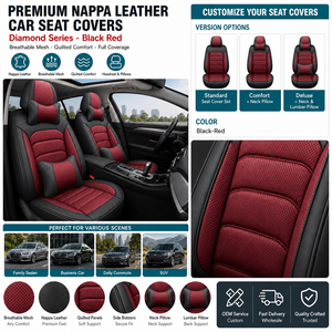 <span class=keywords><strong>Coprisedili</strong></span> Universali in Pelle PU Nappa Trapuntata a Rombi, Set Completo, Lussuosi Rivestimenti Interni per Auto per Tutte le Stagioni - Product Image 6