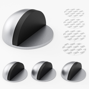 Tope de puerta de media luna de acero inoxidable, tope de puerta ovalado montado en el suelo, protector de pared, tope de puerta plateado - Product Image 1