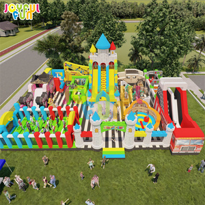 JOYFUL FUN Gran Ciudad de Juegos Inflables con Tobogán y Obstáculos, Parque de Trampolines Inflables, Parque de Atracciones Inflable - Product Image 1