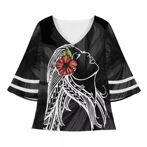 Groothandel Luxe Polynesische Tribale Print Vrouwen Blouses Elegante Zomer Stijlvolle Chiffon Shirts Voor Vrouwen Tops Modieuze Blouse - Product Image 3