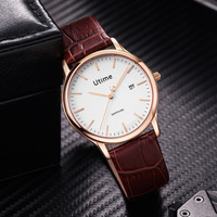 Jam Tangan Mekanik Manual Utime Citizen Casing Baja Tahan Karat Tahan Air 5 Bar Kristal Safir Jarum Penunjuk Gelang Pria Kulit Sapi
