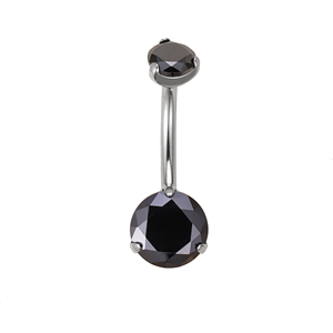<span class=keywords><strong>Piercing</strong></span> all'<span class=keywords><strong>Ombelico</strong></span> alla Moda con Curva, in Titanio ASTM F136, con Doppia Gemma CZ Incastonata a Griffe, Gioielli per il Corpo - Product Image 3