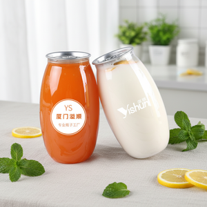 Garrafas Plásticas com Tampa de Anel para Atacado, Potes Plásticos com Anel de Abertura para Suco de Frutas e Água, Latas Transparentes PET Pop para Refrigerantes e Bebidas - Product Image 1
