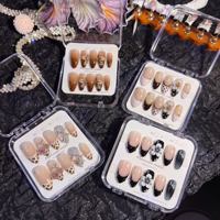 Faux ongles à presser faciles à poser, French Medium Almond Curve, faits à la main en PMMA, couvrance totale, réutilisables, 10 pièces