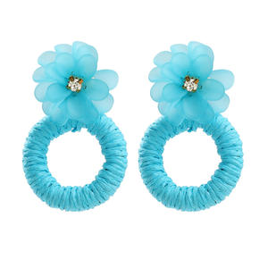 Boucles d'oreilles tissées mode tissé rond découpe fleurs diamant pendentif boucles d'oreilles pour femmes Uionen 1019 - Product Image 6