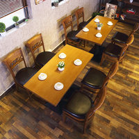 SHANMU Retro Bar Teehaus-Stil Restaurant- und Café-Essgruppe mit Massivholzstühlen und Rückenlehnen - Restaurant- und Wohnmöbel